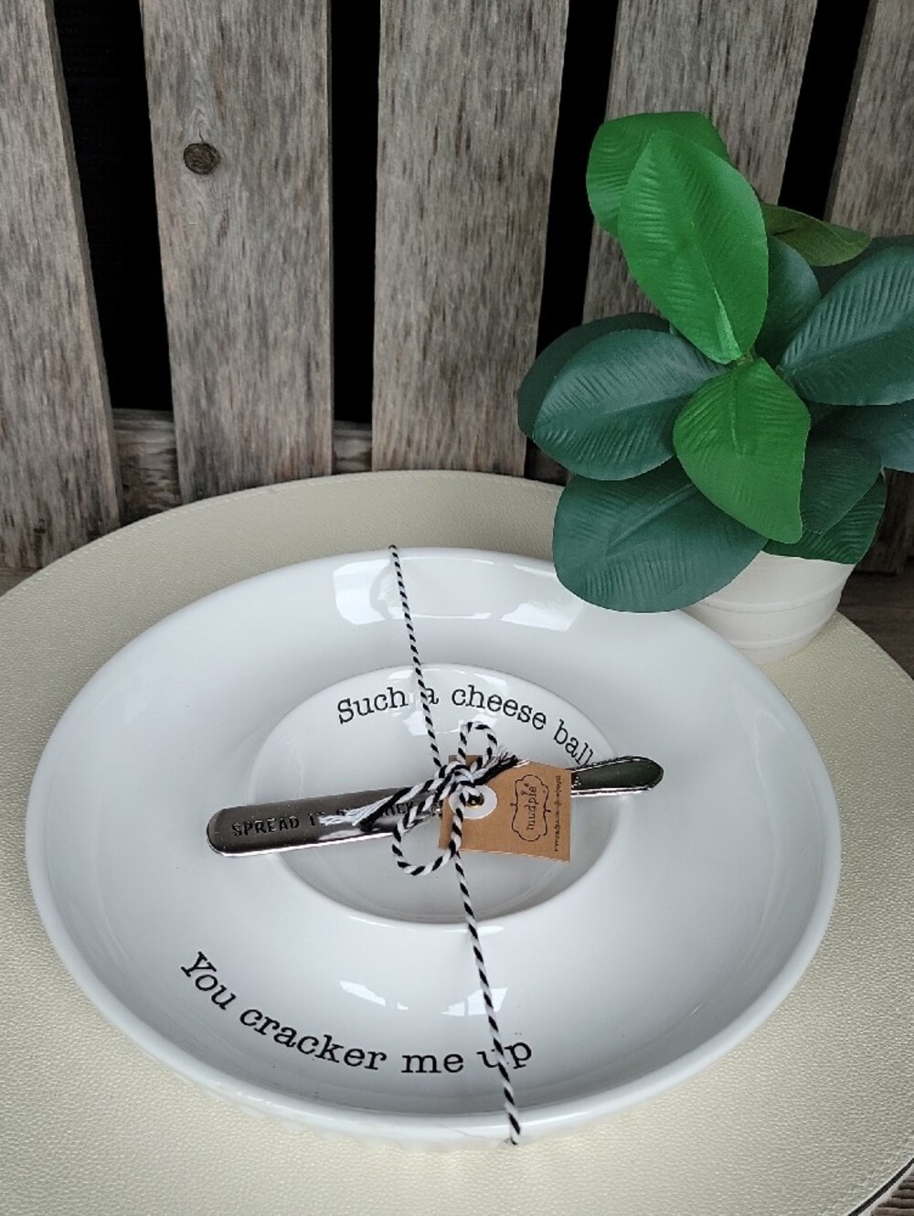 Mud Pie Circa Cheese Ball Dish Set & Spreader